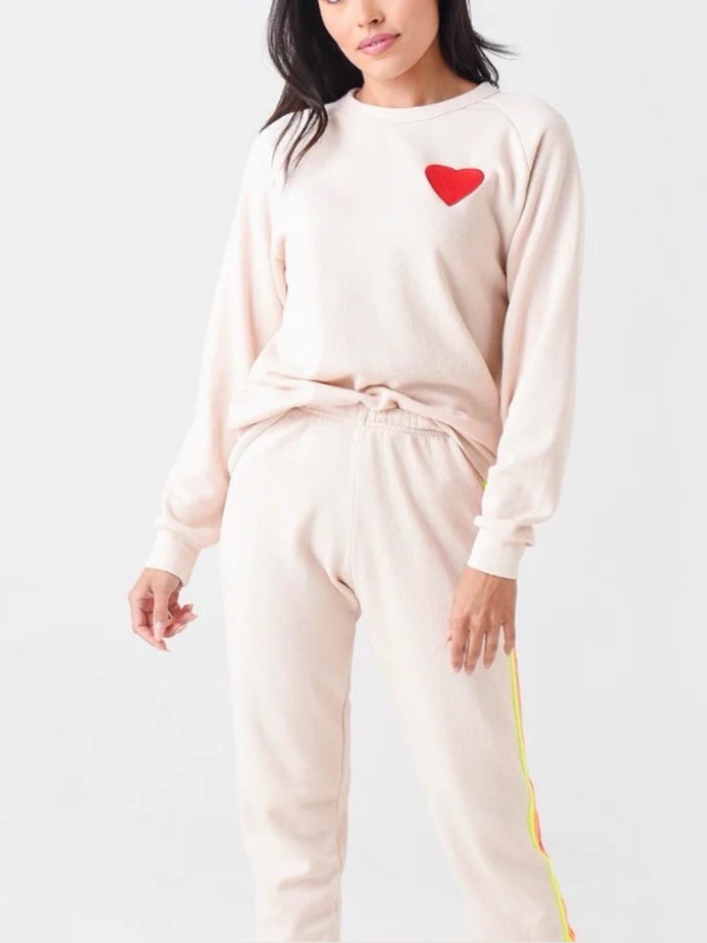 AVIATOR NATION Women's Heart Embroidery Crew Sweatshirt sz S